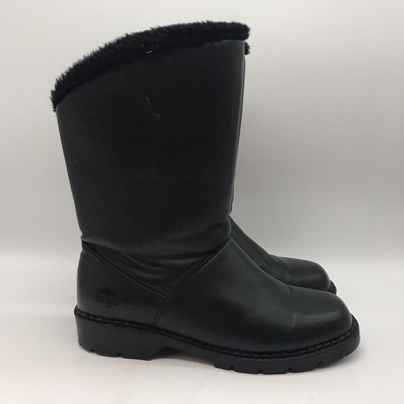 Totes Black Waterproof Winter Snow Boots Women's 8M Faux Fur Lined Pull On Shoes - Picture 1 of 11